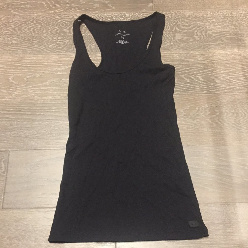 Armani Exchange Beautiful delicately ribbed  black racer back tank